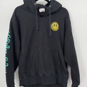 Champion Reverse Weave AriZona Tea Hoodie Large Black Faded 90s Graphic Rare Y2K